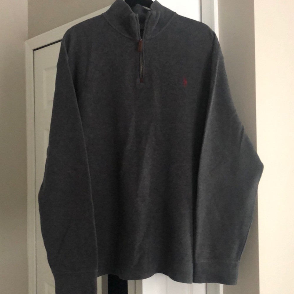 POLO RL | Men’s gray quarter zip sweater | size XXL 2XL